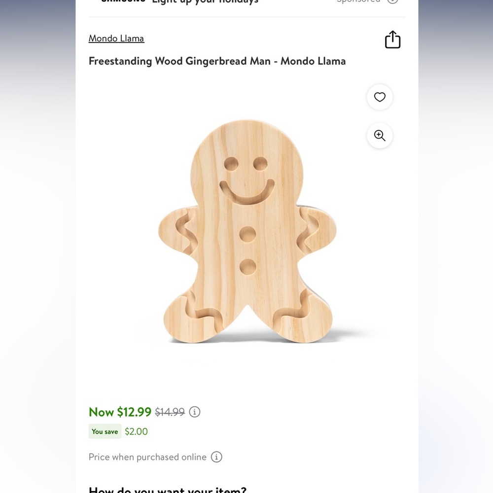Freestanding wood Mondo llama gingerbread man - Picture 3 of 5